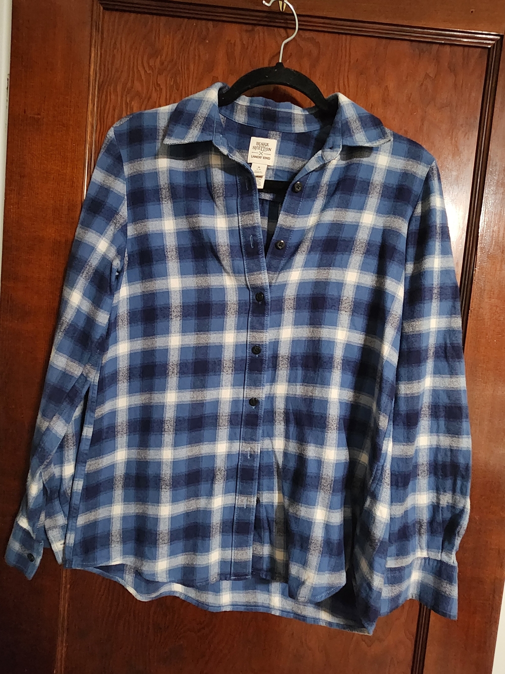 NWOT Blake Shelton x Lands' End Women's Flannel Shirt Blue Plaid Size S 6-8